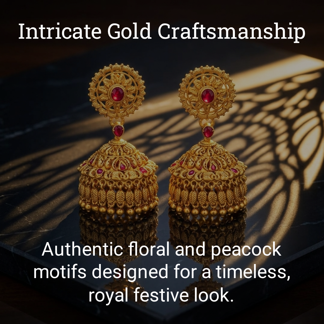 Royal Peacock Jhumka — intricate gold craftsmanship